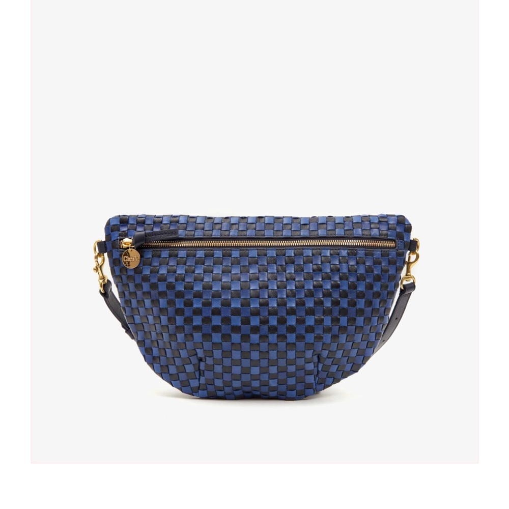 Clare V. Grande Fanny ~ Dark Blue Woven Checker
